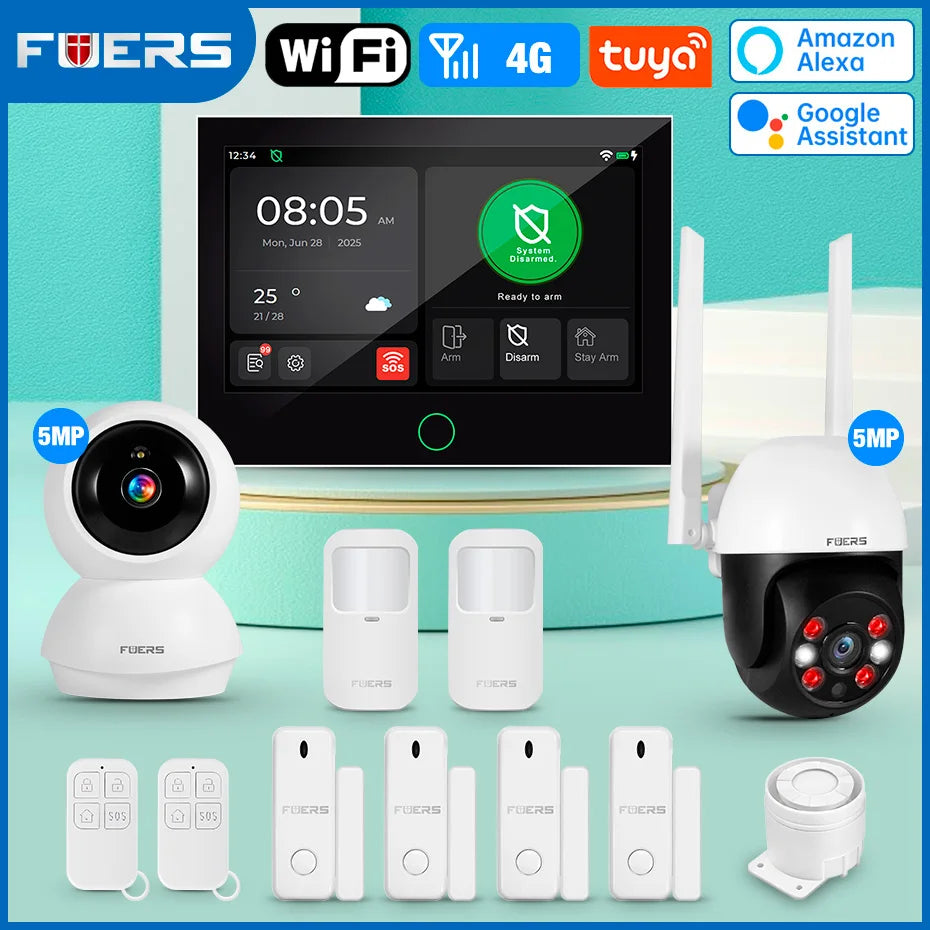 7 Inch TFT Screen 4G Home Security Alarm System G70 GSM Wifi Wireless Burglar Security Alarm System Work with Tuya Smart