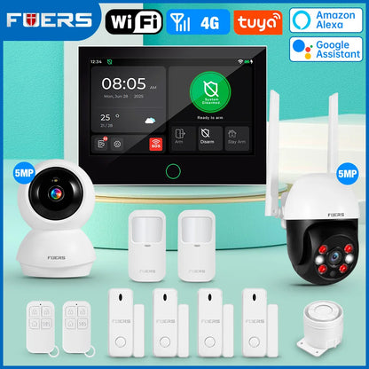 7 Inch TFT Screen 4G Home Security Alarm System G70 GSM Wifi Wireless Burglar Security Alarm System Work with Tuya Smart