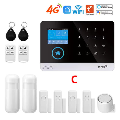 Tuya Wireless Security Protection Alarm Smart Home Alarm System Kits House Security Protection Support Smart Life 2G/4G