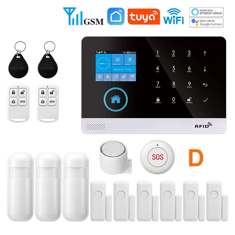 Tuya Wireless Security Protection Alarm Smart Home Alarm System Kits House Security Protection Support Smart Life 2G/4G