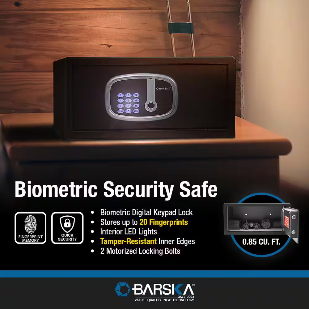 Biometric and Digital Keypad Security Safe with Interior Lights AX13632