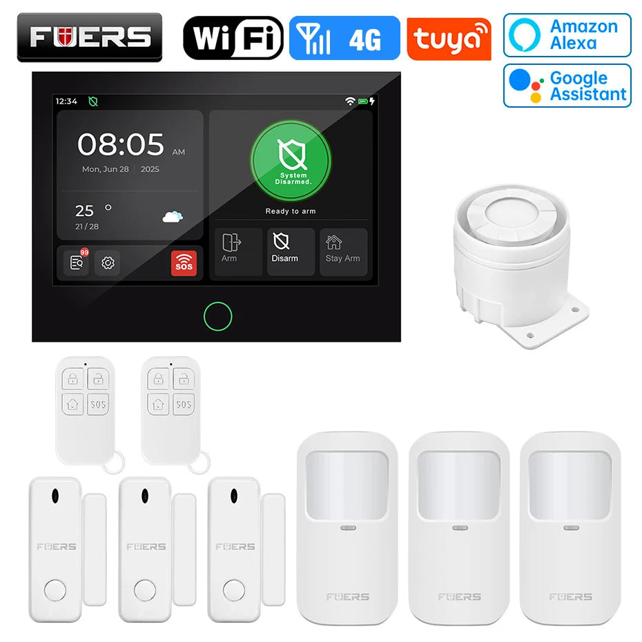 7 Inch TFT Screen 4G Home Security Alarm System G70 GSM Wifi Wireless Burglar Security Alarm System Work with Tuya Smart