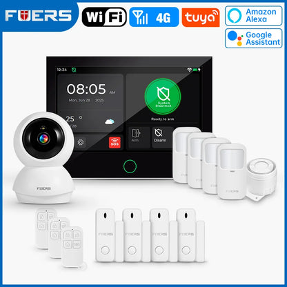 7 Inch TFT Screen 4G Home Security Alarm System G70 GSM Wifi Wireless Burglar Security Alarm System Work with Tuya Smart