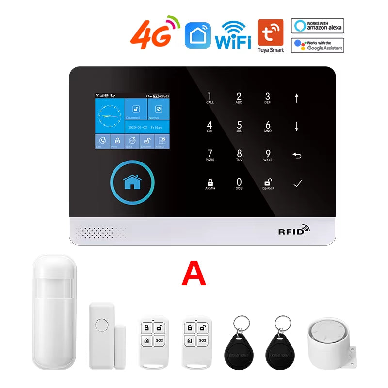 Tuya Wireless Security Protection Alarm Smart Home Alarm System Kits House Security Protection Support Smart Life 2G/4G
