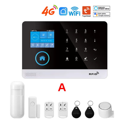Tuya Wireless Security Protection Alarm Smart Home Alarm System Kits House Security Protection Support Smart Life 2G/4G