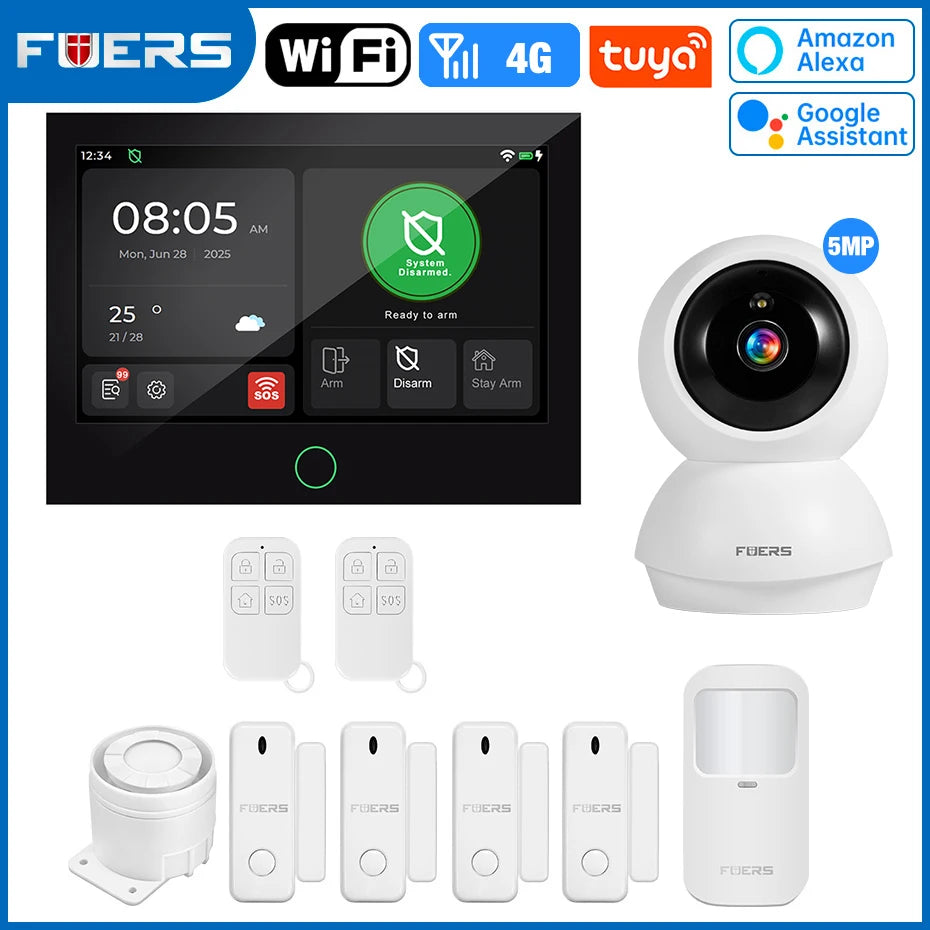 7 Inch TFT Screen 4G Home Security Alarm System G70 GSM Wifi Wireless Burglar Security Alarm System Work with Tuya Smart