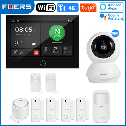 7 Inch TFT Screen 4G Home Security Alarm System G70 GSM Wifi Wireless Burglar Security Alarm System Work with Tuya Smart