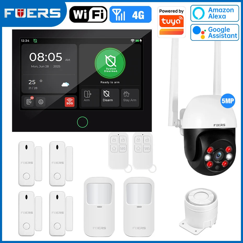 7 Inch TFT Screen 4G Home Security Alarm System G70 GSM Wifi Wireless Burglar Security Alarm System Work with Tuya Smart
