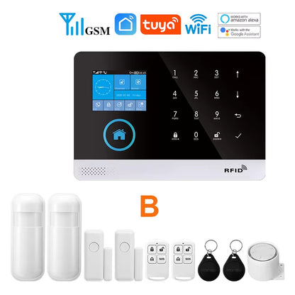 Tuya Wireless Security Protection Alarm Smart Home Alarm System Kits House Security Protection Support Smart Life 2G/4G