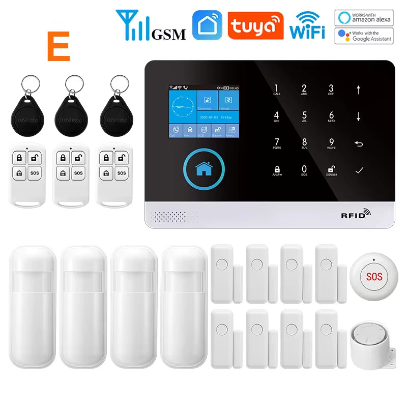 Tuya Wireless Security Protection Alarm Smart Home Alarm System Kits House Security Protection Support Smart Life 2G/4G