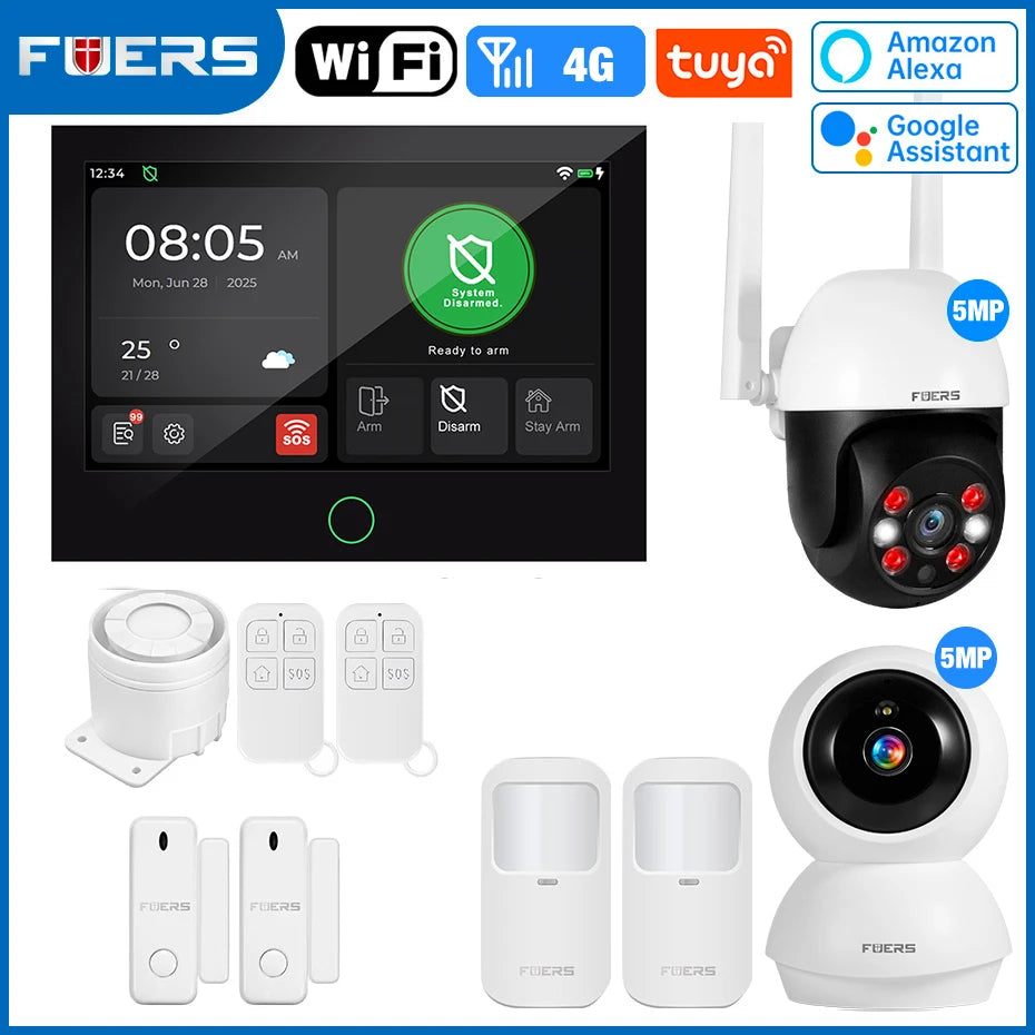 7 Inch TFT Screen 4G Home Security Alarm System G70 GSM Wifi Wireless Burglar Security Alarm System Work with Tuya Smart