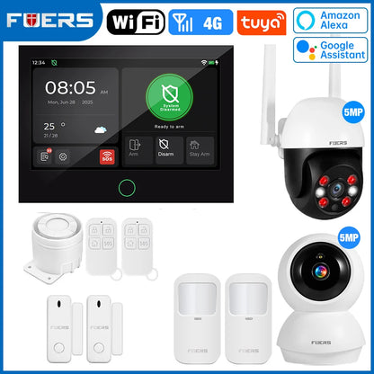 7 Inch TFT Screen 4G Home Security Alarm System G70 GSM Wifi Wireless Burglar Security Alarm System Work with Tuya Smart