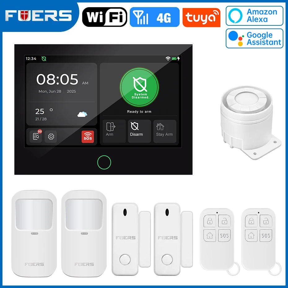 7 Inch TFT Screen 4G Home Security Alarm System G70 GSM Wifi Wireless Burglar Security Alarm System Work with Tuya Smart