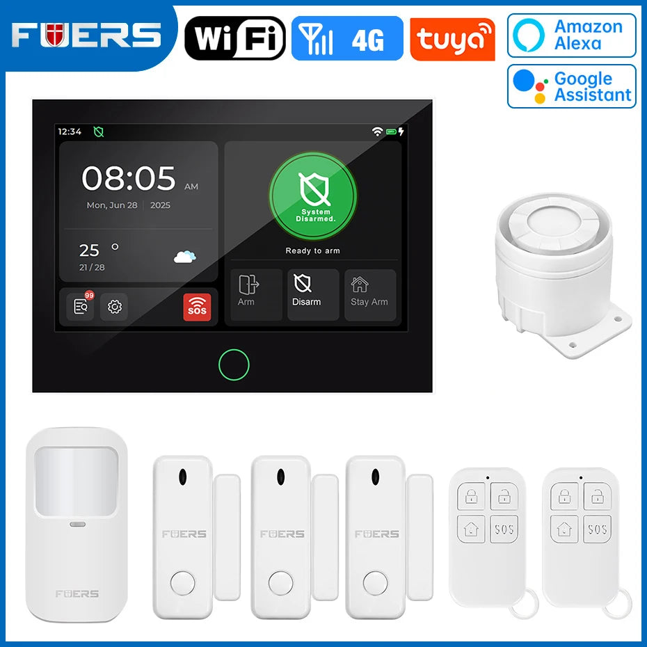 7 Inch TFT Screen 4G Home Security Alarm System G70 GSM Wifi Wireless Burglar Security Alarm System Work with Tuya Smart