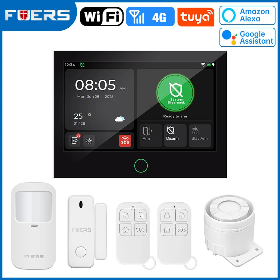7 Inch TFT Screen 4G Home Security Alarm System G70 GSM Wifi Wireless Burglar Security Alarm System Work with Tuya Smart