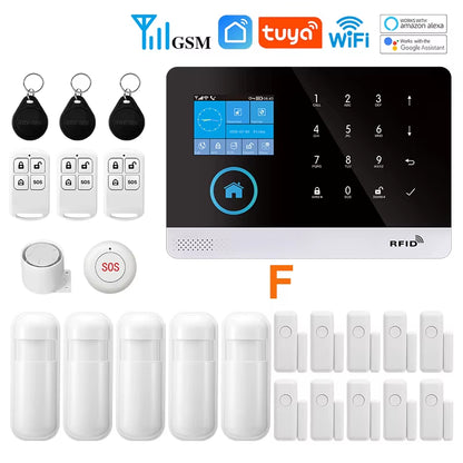 Tuya Wireless Security Protection Alarm Smart Home Alarm System Kits House Security Protection Support Smart Life 2G/4G
