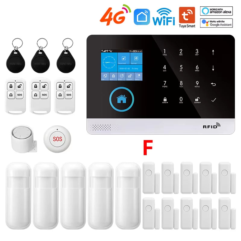 Tuya Wireless Security Protection Alarm Smart Home Alarm System Kits House Security Protection Support Smart Life 2G/4G