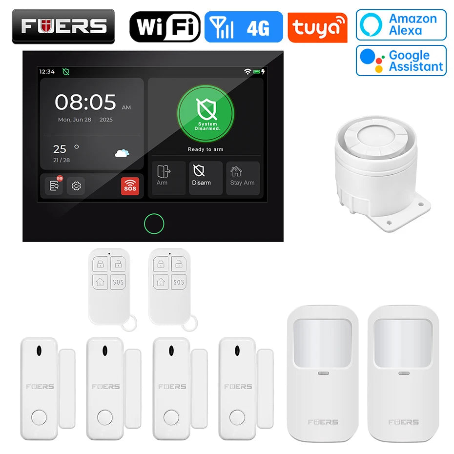 7 Inch TFT Screen 4G Home Security Alarm System G70 GSM Wifi Wireless Burglar Security Alarm System Work with Tuya Smart