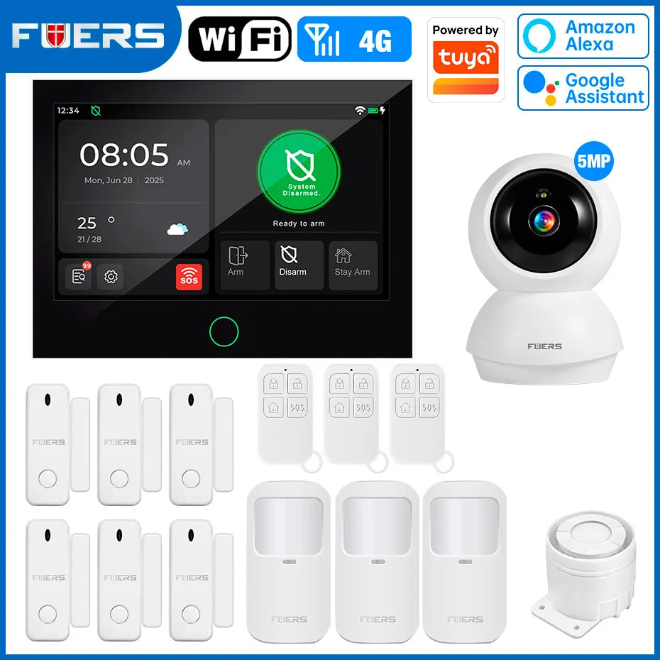 7 Inch TFT Screen 4G Home Security Alarm System G70 GSM Wifi Wireless Burglar Security Alarm System Work with Tuya Smart