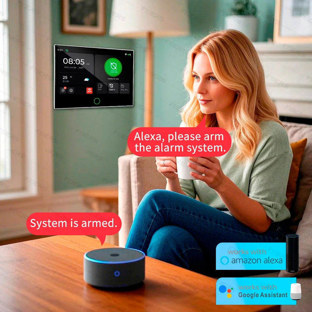 7 Inch TFT Screen 4G Home Security Alarm System G70 GSM Wifi Wireless Burglar Security Alarm System Work with Tuya Smart